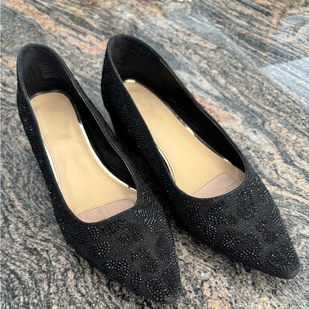 Carolyn Tucker Collection Beaded Black Low Heel